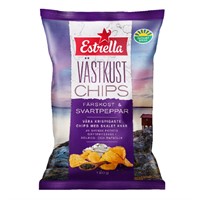 VÄSTKUSTCHIPS FÄRSKOST & SVARTPEPPAR 10 x 180 g