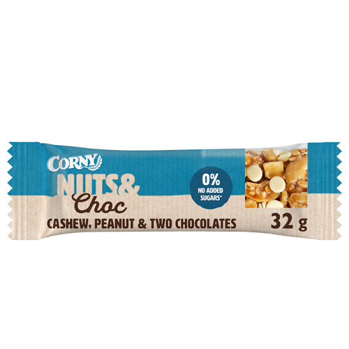 Corny Nuts & Choc Cashew, Jordnöt & Två Choklad 32G