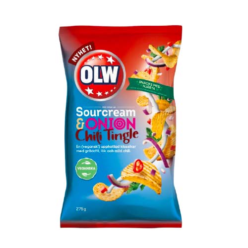 OLW Chips Sourcream & Onion Chili tingle 21 x 175 g